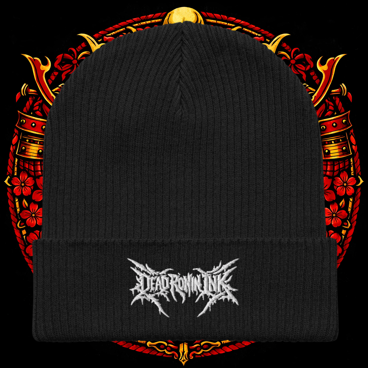 Dead Ronin Ink white Ribbed Beanie
