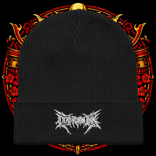 Dead Ronin Ink white Ribbed Beanie